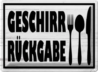 Produktbild von vianmo Blechschild 30x40 cm Geschirr Rückgabe Essen Trinken