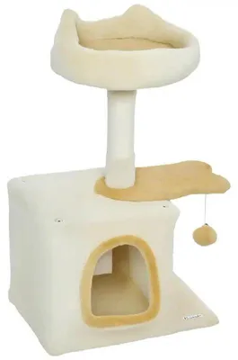 Obrázok produktu pre Kratzbaum – lezecký stromček pre mačky s odpočívacou plochou a búdkou – 5 úrovní – drevo, plyš, sisal – 40x30x72 cm – armygren