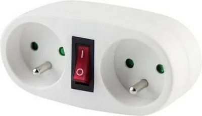 Produktbild von CHACON - DOMINO-Stecker 2 X 16 weiß + Schalter -
