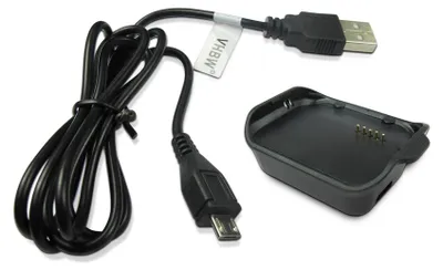 Produktbild von vhbw USB Ladekabel kompatibel mit Samsung Gear 2 SM-R380 Smartwatch Fitnesstracker - Dockingstation Schwarz, 100 cm