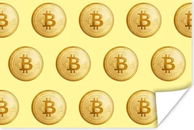 Produktbild von MuchoWow® Poster Bitcoin - Gold - Muster - Gelb 60x40 cm - Schlafzimmerdekoration