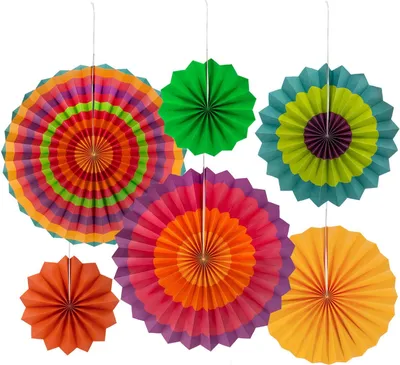 Produktbild von Oblique Unique 6 Papier Fächer Deko Rosetten Geburtstag Sommer Garten Party bunt