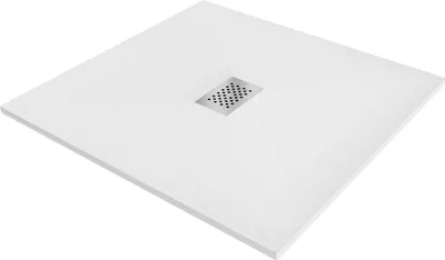 Image de Mexen Hugo cabine de douche carrée SMC 100 x 100 cm, blanc, revêtement inox - 42101010-X