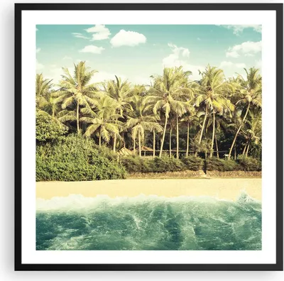 Produktbild von Gerahmtes Poster - Schwarzer Rahmen - Natur Strand Palmen - 60x60 cm - Wand Bild - Wanddeko - Wandbilder - Kunstposter - Wandposter - Bilderrahmen - Bilder - Kunstdruck - P2BAC60x60-4915