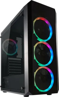 Produktbild von LC-Power Gaming 703B - Quad-Luxx - Midi Tower - PC - Schwarz - ATX - micro ATX - Mini-ITX - Metall - Kunststoff - Gehärtetes Glas - Gaming