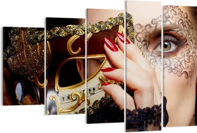Produktbild von Bild auf Leinwand - Leinwandbild - Frau Mode Venedig Maske - 150x100cm - Wand Bild - Wanddeko - Leinwanddruck - Bilder - Kunstdruck - Wanddekoration - Leinwand bilder - Wandkunst - EG150x100-2680