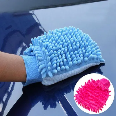 Produktbild von Mikrofaserhandschuh zum Autowaschen – dunkelrosa