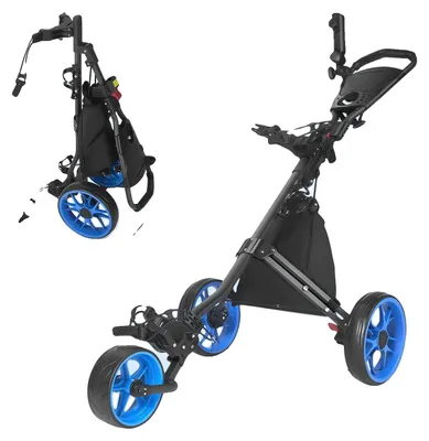Zdjęcie produktu dla Wózek golfowy, składana konstrukcja, ergonomiczny uchwyt, jasny żółty kolor