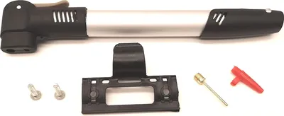 Produktbild von Fahrradpumpe Luftpumpe für alle Ventile 100 PSI 6,9 Bar mit Halterung Kugelnadel und Luftdüse ca. 28 cm Aluminium/Kunststoff