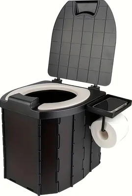 Image de Toilettes pliantes portables, grande capacité de charge, design ergonomique, noir