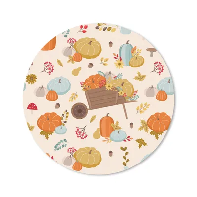 Produktbild von MuchoWow® Mauspad Mousepad Kürbis - Kürbis - Blumen - Muster 20x20 cm - Mousepads - Maus Mat - Pad - Mausunterlage - Schreibtischmatte
