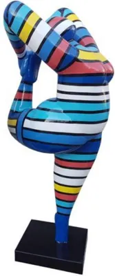 Produktbild von Casa Padrino Luxus Designer Deko Skulptur Frau Mehrfarbig / Schwarz H. 85 cm - Abstrakte Deko Figur - XXL Deko Figur - XXL Deko Skulptur - Wohnzimmer Deko - Garten Deko - Abstrakte Deko Skulpturen