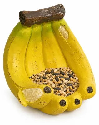 Produktbild von Fruchtförmiges Vogelhaus Bananen Design, dekorativer Vogelfutterspender für Garten & Balkon, wetterfeste Harz-Futterstation für Wildvögel