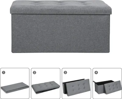 Immagine prodotto di TolleTour sgabello con vano portaoggetti panca pieghevole, contenitore, coperchio rimovibile 76x38x38cm grigio
