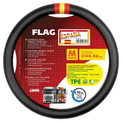 Zdjęcie produktu dla Pokrowiec na kierownicę Lampa Flag Spagna, wykonany z materiału Skeentex - M - Ø 44/46 cm