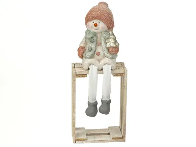 Produktbild von Mel-O-Design 7993 Schneemann zartgrün stehend mit Winterbekleidung & Schlenkerbeinen