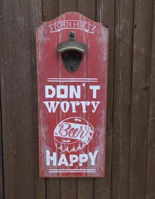 Produktbild von Origineller Wandflaschenöffner Wandkapselöffner DON'T WORRY BEER HAPPY