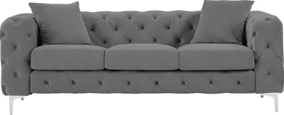 Produktbild von Chesterfield 3-Sitzer Sofa aus anthrazitfarbenem Velours - EDWINA