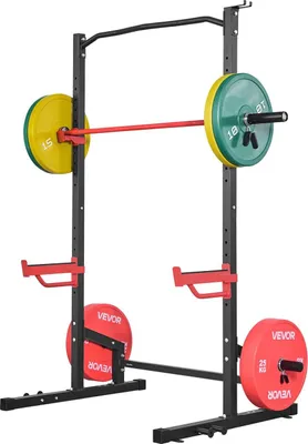 Produktbild von Power Cage Squat Rack, multifunktionales Power Rack für das Heimtraining, Krafttrainingsgerät mit 4 Bandstiften, verstellbaren J-Haken und Sicherheitsstangen für Langhantel-Kniebeugen, Bankdrücken und Klimmzüge