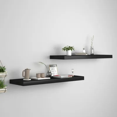 Produktbild von vidaXL Schweberegale 2 Stk. Schwarz 80x23,5x3,8 cm MDF