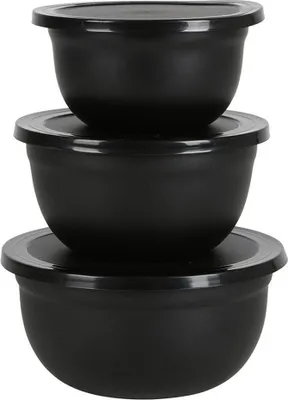 Produktbild von Sesua Edelstahl Multischüssel Set 3tlg. mit Deckel schwarz Küche Aufbewahrung Schüssel Salatschüssel Set