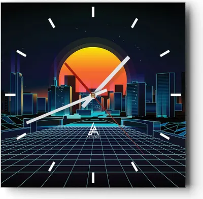 Produktbild von Wanduhr - Quadrat - Glasuhr - stadt modern - 30x30cm - Schleichendes Uhrwerk - Lautlos - zum Aufhängen bereit - Dekoration Modern - Wanddekoration aus Glas - C3AC30x30-3489
