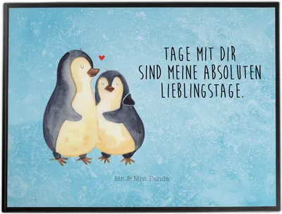 Produktbild von Mr. & Mrs. Panda tischpad Pinguin umarmen - Eisblau - Geschenk, Unterlage Schreibtisch, Liebe, bastelmatte, Hochzeitstag, Hochzeitsgeschenk, tischschutz, Schreibunterlage