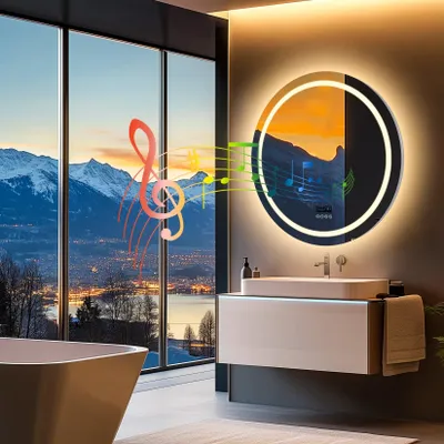 Immagine prodotto di Specchio da bagno illuminato - Specchio da parete - Specchio LED - Specchio antiappannamento - Rotondo - 80x80 cm - Sensore touch
