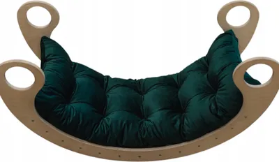 Produktbild von Dekokissen für Kinderwippe Velour dunkelgrün 105 x 40 x 8 cm, Ein Kissen für eine Schaukel Montessori, Liegestuhlkissen