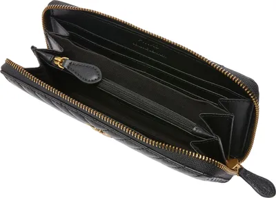 Immagine prodotto di PINKO portafoglio Ryder Zip Around Sheep Nappa Chevron Black - Antique Gold nero