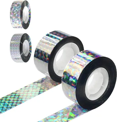 Immagine prodotto di Nastro riflettente per la protezione dagli uccelli, 2 rotoli, 50 m x 2,2 cm, ideale per balconi e giardini