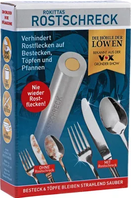 Produktbild von Rokittas Rostschreck hält Ihr Besteck aus der Spülmaschine frei von Flugrost - Bekannt aus "Die Höhle der Löwen"