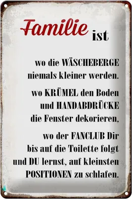 Produktbild von Blechschild Spruch 20x30cm Familie ist wo die Wäscheberge