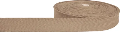 Produktbild von Teppicheinfassband 4x100 cm - Beige – Grau - Einfassband aus Polyester mit Fischgrätenmuster zum Annähen - Teppichband zum Kantenschutz und dekorativen Abschluss - Saumband zum Nähen