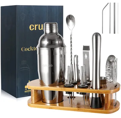 Cocktailshaker-Set, 12-teilig, 750 ml, Edelstahl, mit Ständer