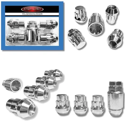 Zdjęcie produktu dla Zamek do felg M12x1,5 stożkowy 60° kompatybilny z Buick BYD Cadillac Chevrolet Chrysler Daihatsu Dodge srebrne zamki do felg w zestawie
