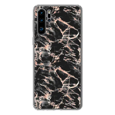 Produktbild von MuchoWow® Handyhülle Schutzhülle Hülle für Huawei P30 Pro Roségold - Marmor - Muster - Schwarz Silikon Softcase Handy Hülle - Schutzdeckel