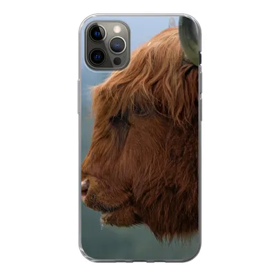 Produktbild von MuchoWow® Handyhülle Schutzhülle Hülle für iPhone 12 Pro Max Schottische Highlander - Tiere - Nebel Silikon Softcase Handy Hülle - Hartschale