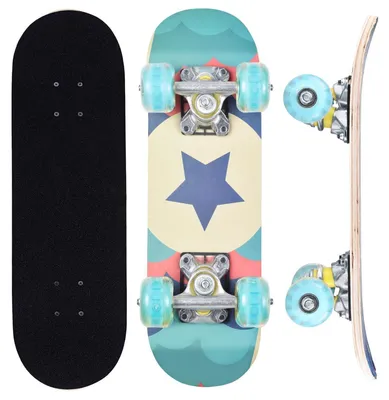 Immagine prodotto di Set completo di skateboard da 17x5 pollici per bambini, con tavola in acero a 7 strati e forma concava