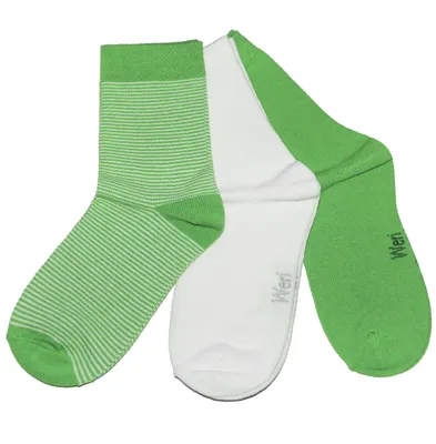 Produktbild von Kinder Socken 3-er Pack aus Baumwolle Feine Ringel Grün Größe 19-22