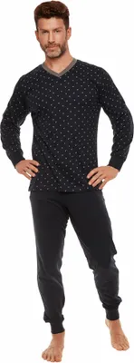 Produktbild von Moonline nightwear Herren Schlafanzug, M, Anthrazit mit Alloverdruck