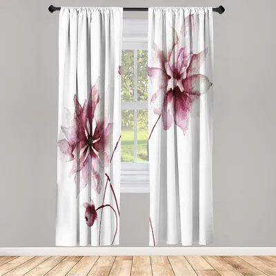 Produktbild von ABAKUHAUS Aquarell Blumen Vorhänge 2 Panel Set für Wohnzimmer Schlafzimmer Nachbildung, Flora Zeichnung Weiche Frühlings Farben Retro Stil Blumengrafik, 150 cm x 175 cm, Getrocknete Rosen