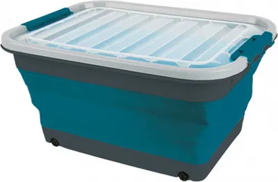 Obrázok produktu pre Úložný box 45 l skladací s vekom a kolieskami 61 x 45 x 10 / 30,4 cm