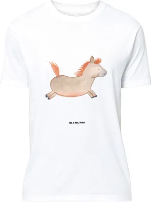 Produktbild von Mr. & Mrs. Panda Größe XL T-Shirt Pferd Springen - Weiß - Geschenk, Stall, Reiten, Shirt, Pferdestall, Bauernhof, Pony, Pferde, Tshirt, mit Spruch