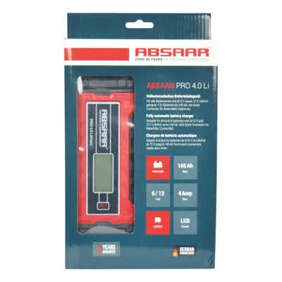 Obrázok produktu pre ABSAAR Inteligentná nabíjačka batérií 11 nabíjacích fáz LIFEPO4 4 AMP 6/12V
