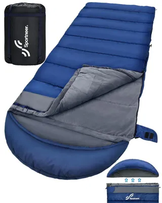 Produktbild von XXL Schlafsack für Erwachsene mit abnehmbarer Kapuze und weichem Futter