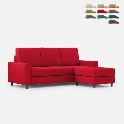 Produktbild von 3-Sitzer Sofa mit Pouf, 208 cm, Stoff, Wohnzimmer, Sakar 180P - Rot