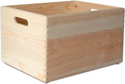 Produktbild von Creative Deco Veľká Drevená Debna Košík na Ovocie | 40x30x24cm (+/-1cm) | s Rukoväťami | bez Veka | Drevená Debna Nelakovaná Drevená Debna Crate | Ideálne na Dokumenty Cenné hračky a Náradie