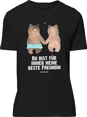 Produktbild von Mr. & Mrs. Panda Größe L T-Shirt Bär Freundin - Schwarz - Geschenk, Teddy, Beste Freund Liebe Liebesbeweis Verliebt Kumpel Kumpeliene, Shirt, mit Spruch, Tshirt