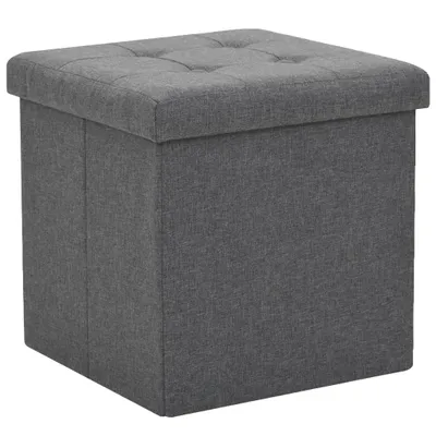 Immagine prodotto di Sgabello con vano portaoggetti 2 pezzi. Look lino grigio scuro